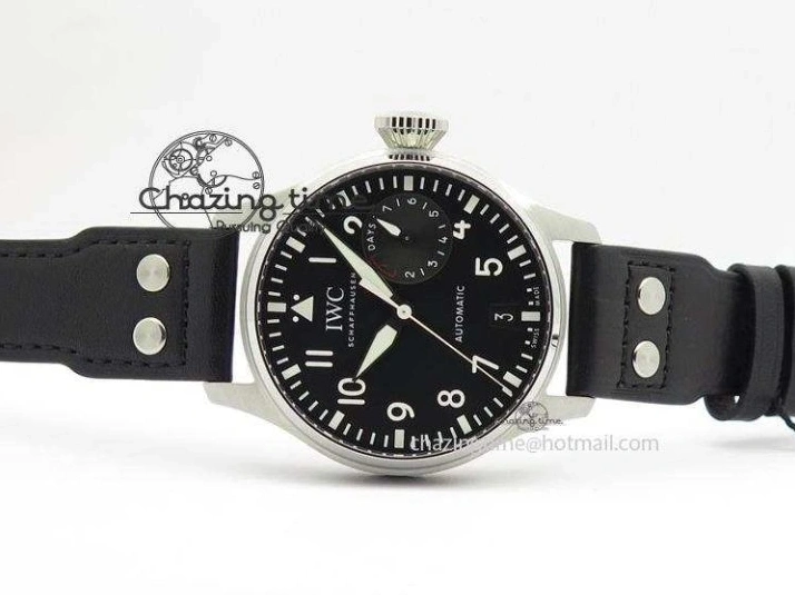 MIROTIME 0514 GoodFit Big Pilot Real PR IW500912 ZF Best Edition Black Dial On Black Leather Strap A 7287